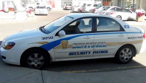 white sentinel security car